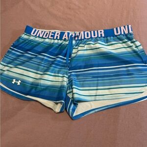 Under Armour Aqua and White Striped Shorts